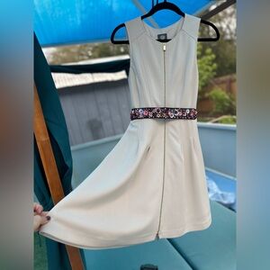 Vince Camuto Cream A-Line Midi Dress Halter Neck